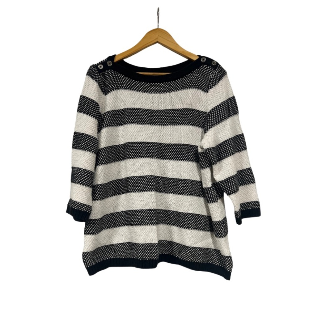 Croft & Barrow Black and White Striped Sweater